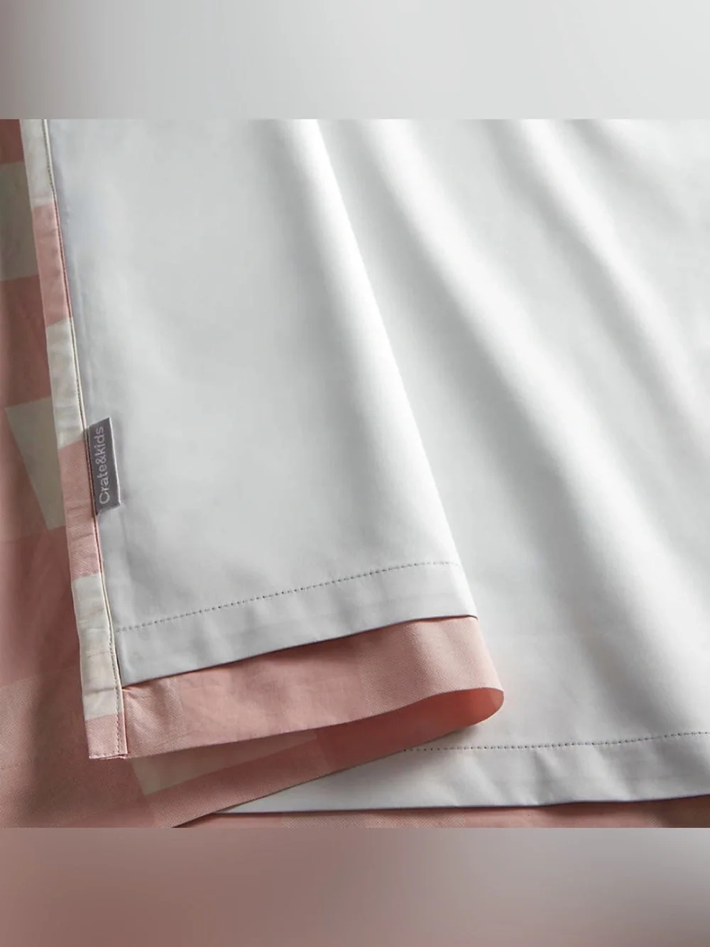 Crate&Barrel Pink and Cream Buffalo-Check Curtain Panels